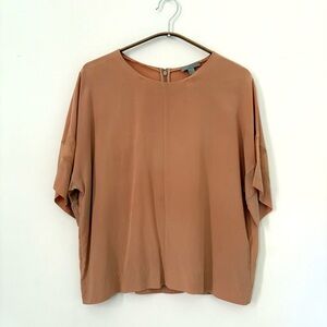 COS Tan Women's Blouse Tshirt 100% silk